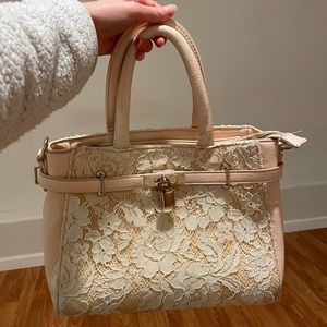 Pink/white lace bag